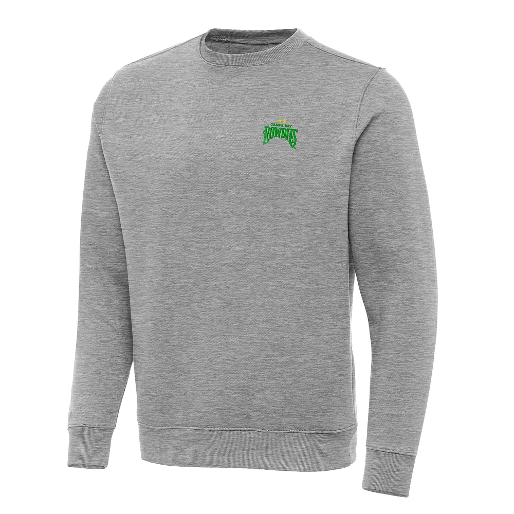 Men's Antigua Heather Gray Tampa Bay Rowdies Victory Pullover Sweatshirt