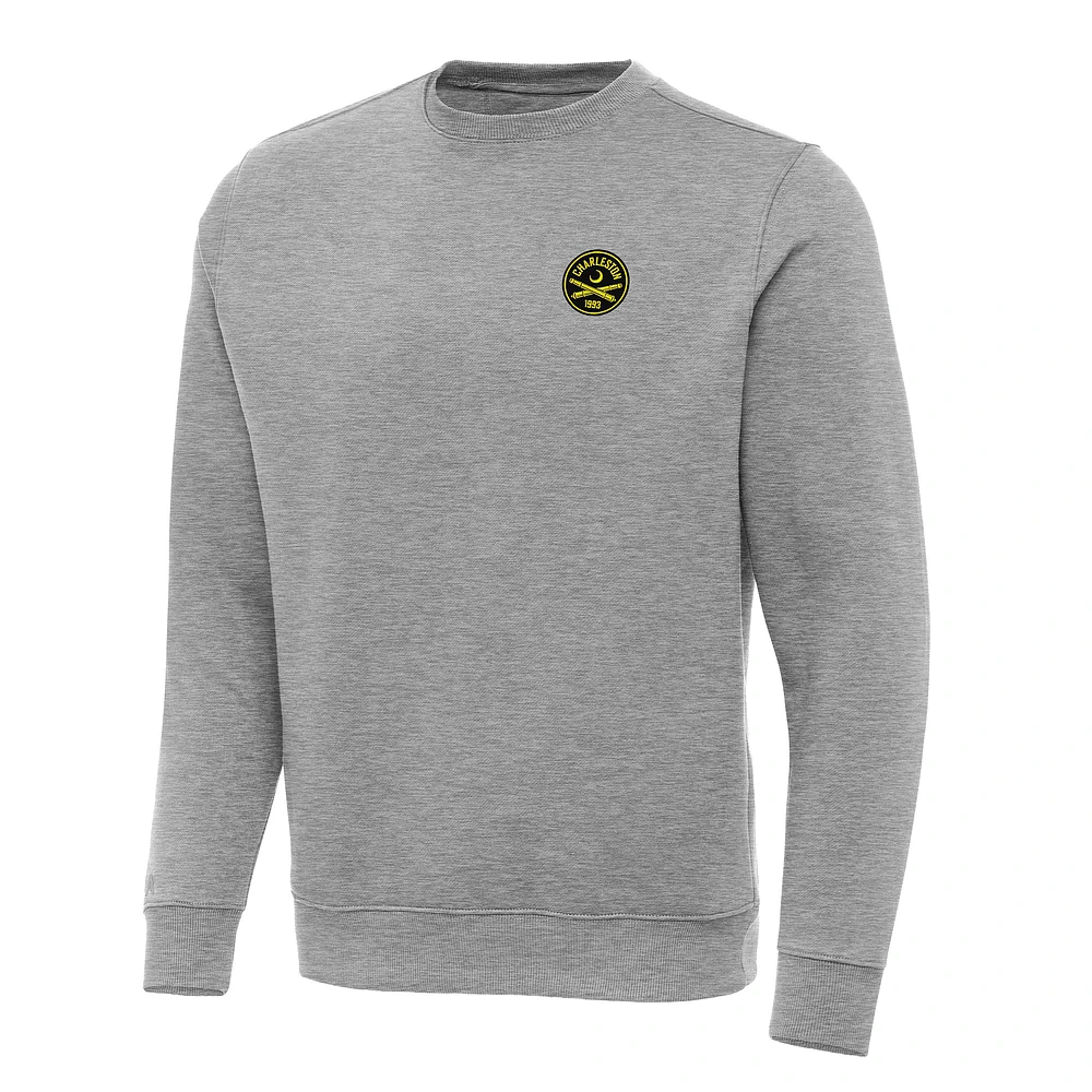 Men's Antigua Heather Gray Charleston Battery Victory Pullover Sweatshirt