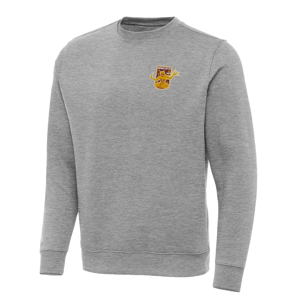 Men's Antigua Heather Gray Detroit City FC Victory Pullover Sweatshirt