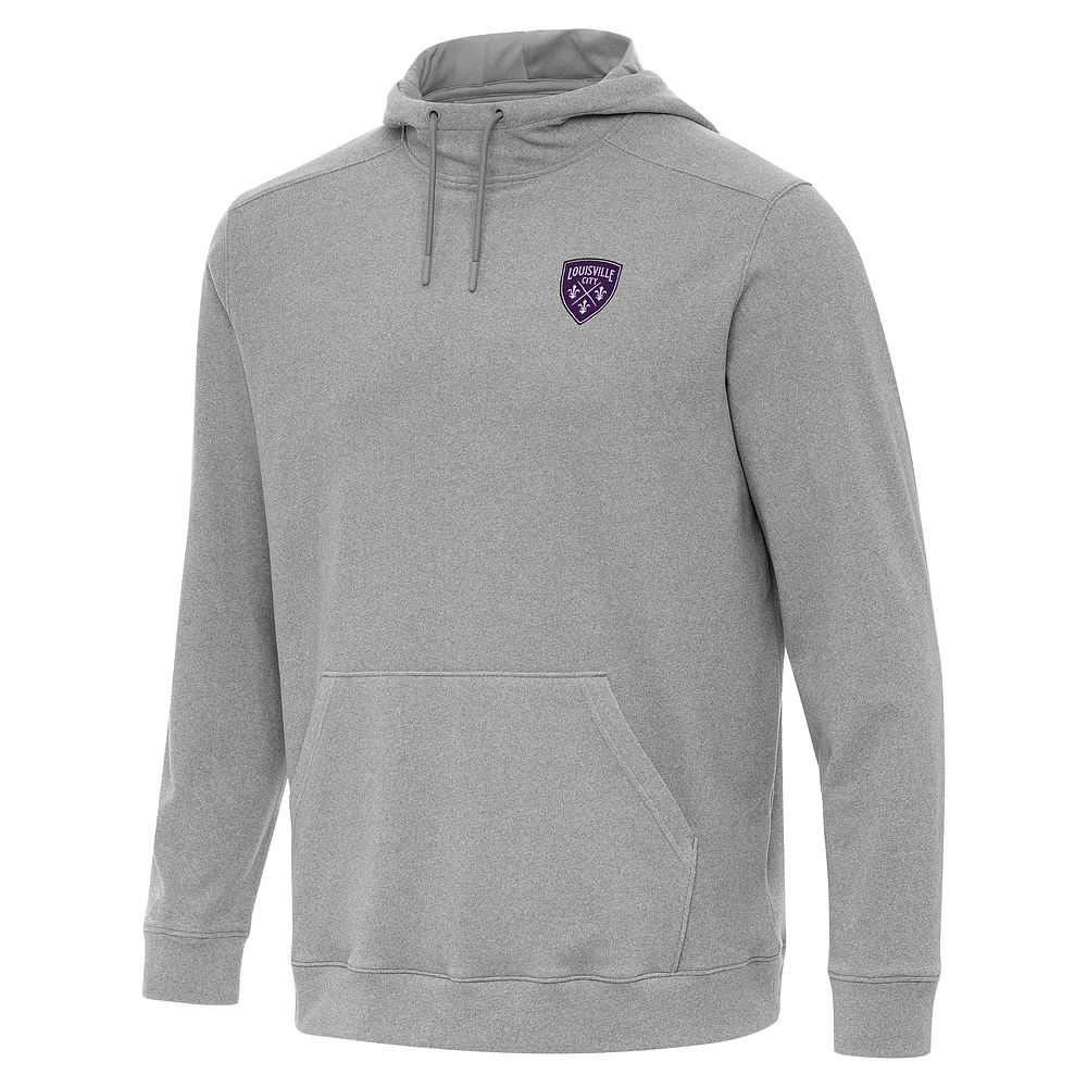 Men's Antigua Heather Louisville City FC Cloud Pullover Hoodie