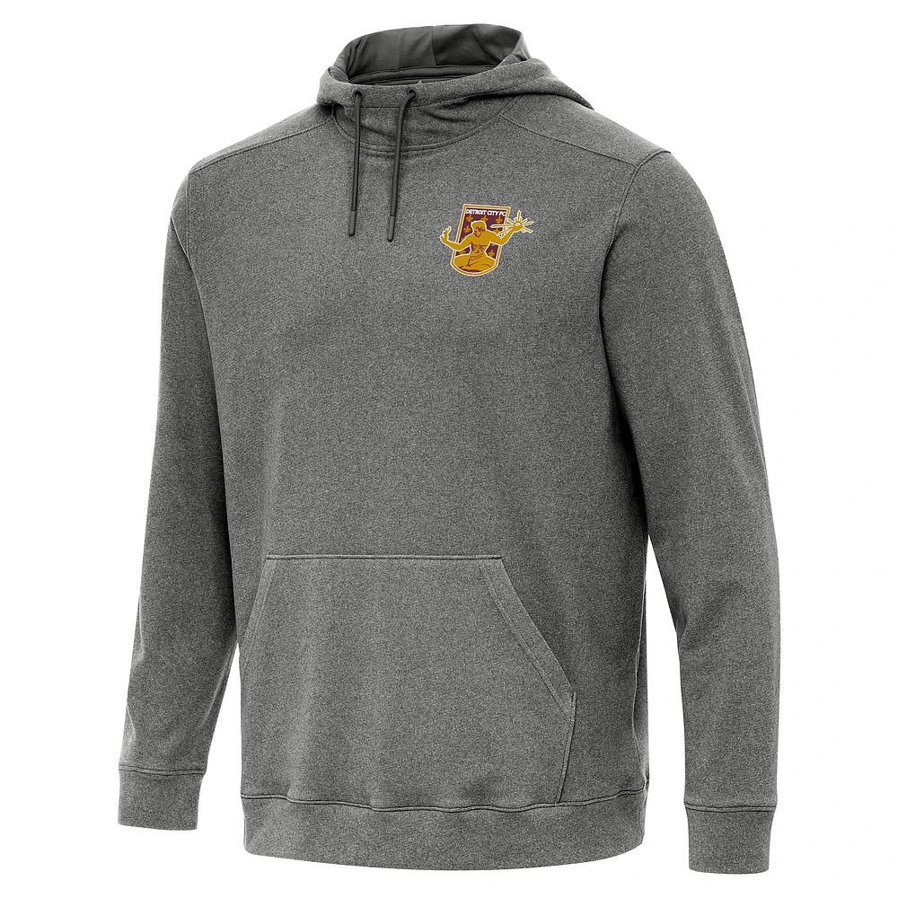 Men's Antigua Heather Black Detroit City FC Cloud Pullover Hoodie
