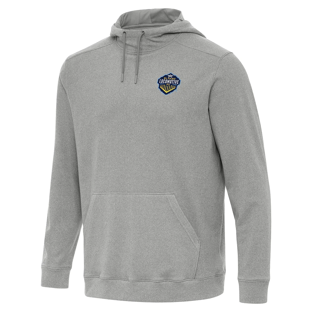 Men's Antigua Heather Gray El Paso Locomotive FC Cloud Pullover Hoodie