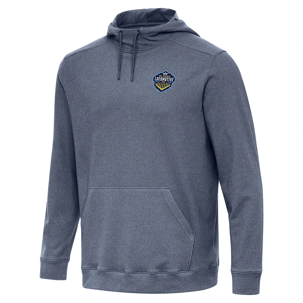 Men's Antigua Heather Navy El Paso Locomotive FC Cloud Pullover Hoodie