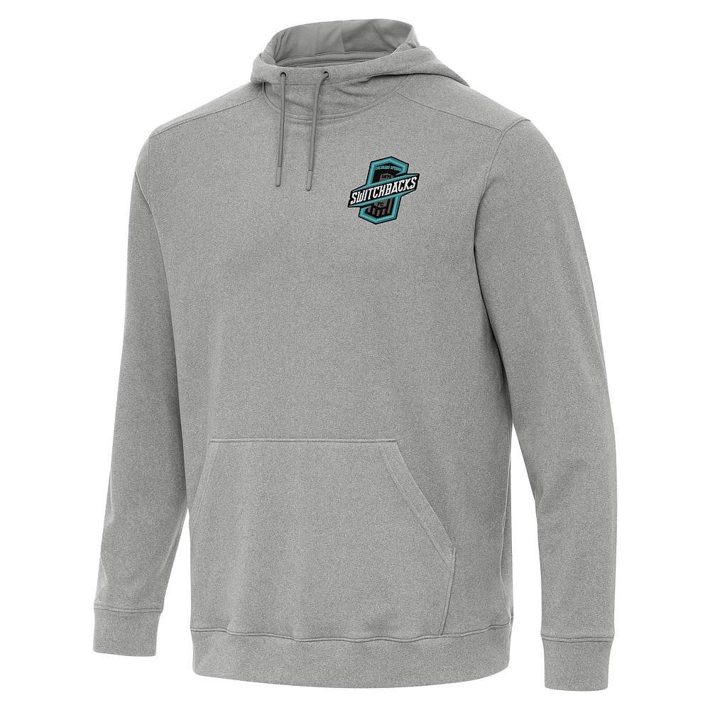Men's Antigua Heather Gray Colorado Springs Switchbacks FC Cloud Pullover Hoodie