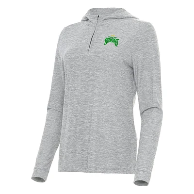 Women's Antigua Heather Gray Tampa Bay Rowdies Daybreak Quarter-Zip Hoodie