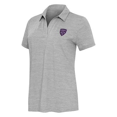 Women's Antigua Heather Gray Louisville City FC Layout V-Neck Polo
