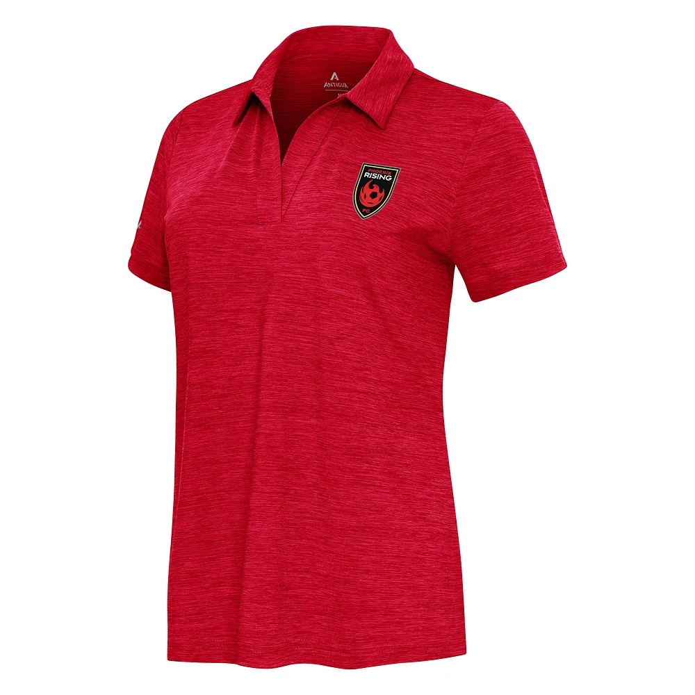 Women's Antigua Heather Red Phoenix Rising FC Layout V-Neck Polo