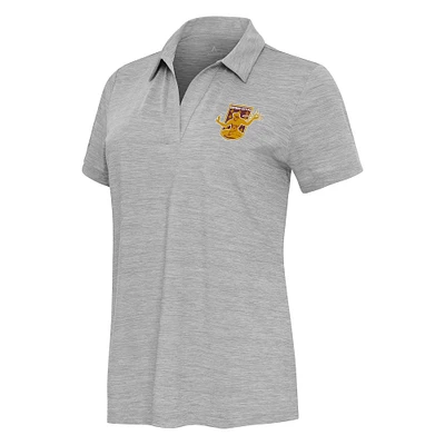 Women's Antigua Heather Gray Detroit City FC Layout V-Neck Polo
