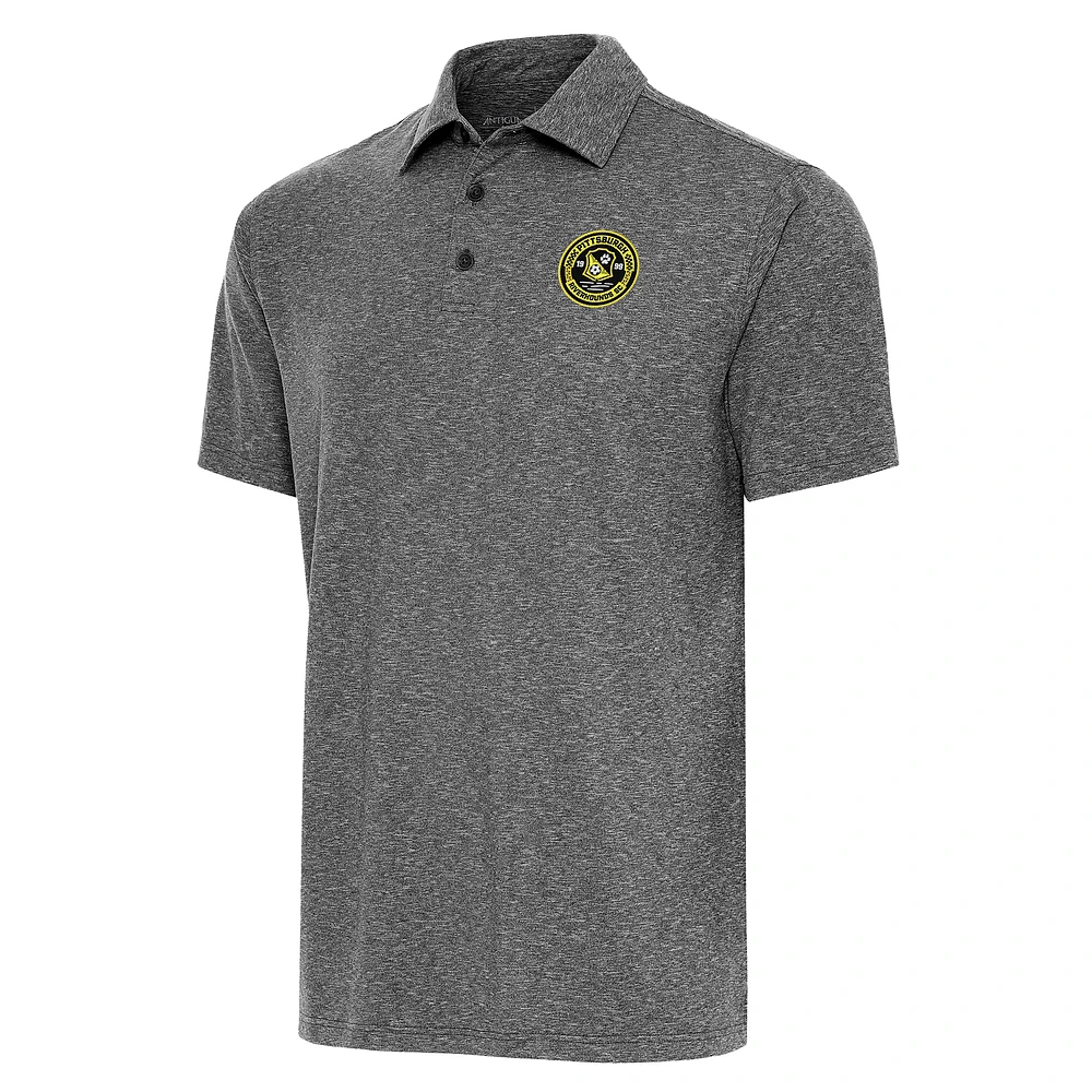 Men's Antigua Heather Black Pittsburgh Riverhounds SC Tall Par 3 Polo