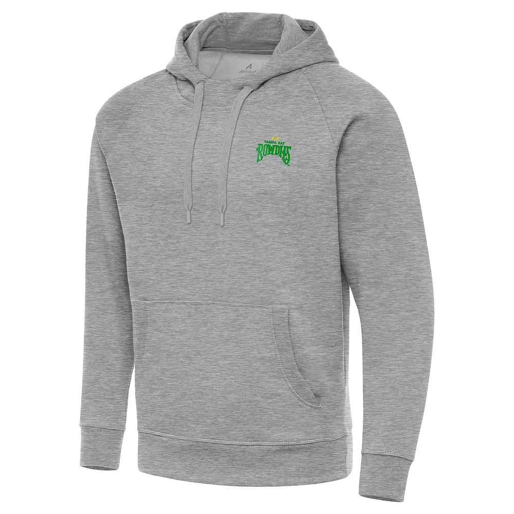 Men's Antigua Heather Gray Tampa Bay Rowdies Big & Tall Victory Pullover Hoodie