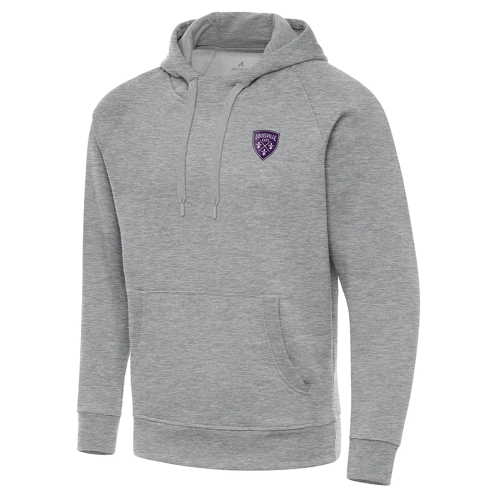 Men's Antigua Heather Gray Louisville City FC Big & Tall Victory Pullover Hoodie