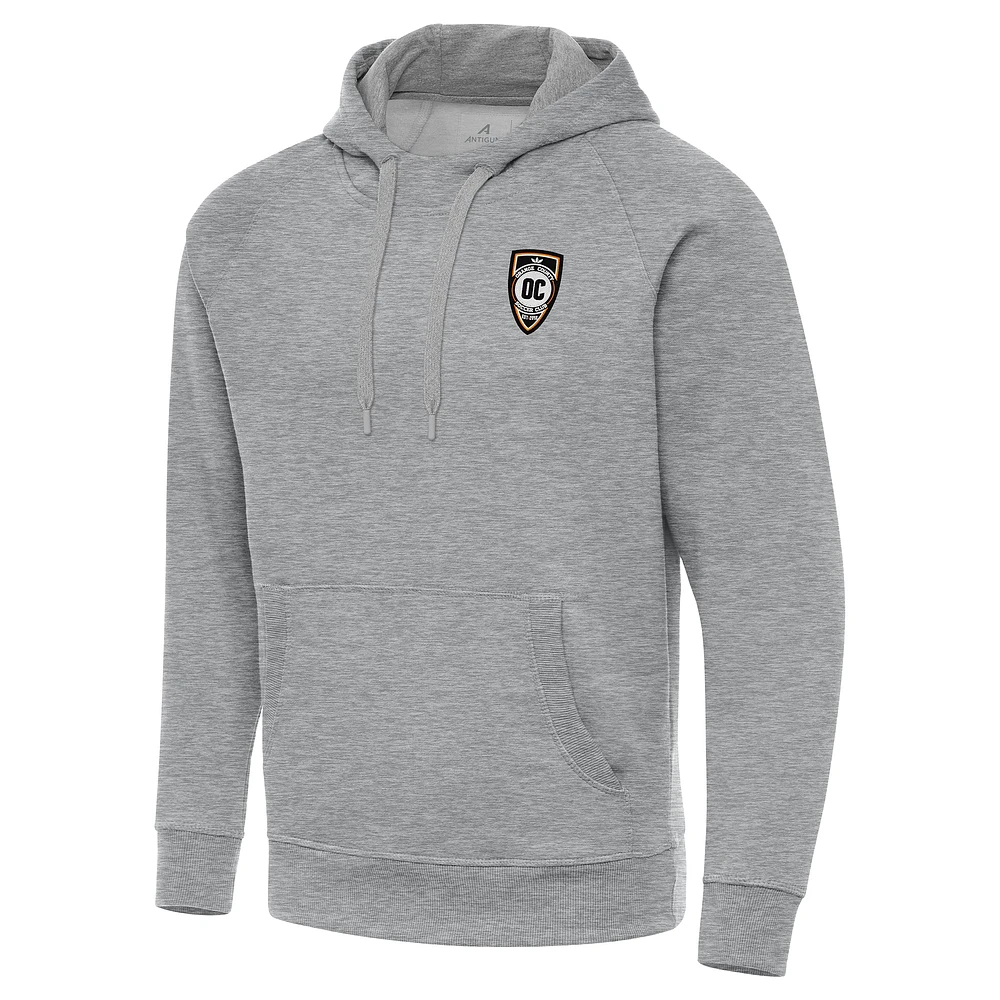 Men's Antigua Heather Gray Orange County SC Big & Tall Victory Pullover Hoodie