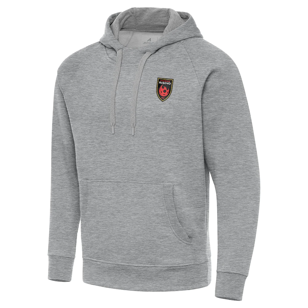 Men's Antigua Heather Gray Phoenix Rising FC Big & Tall Victory Pullover Hoodie