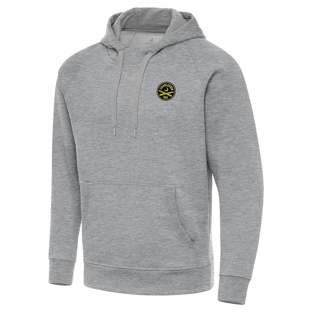 Men's Antigua Heather Gray Charleston Battery Big & Tall Victory Pullover Hoodie