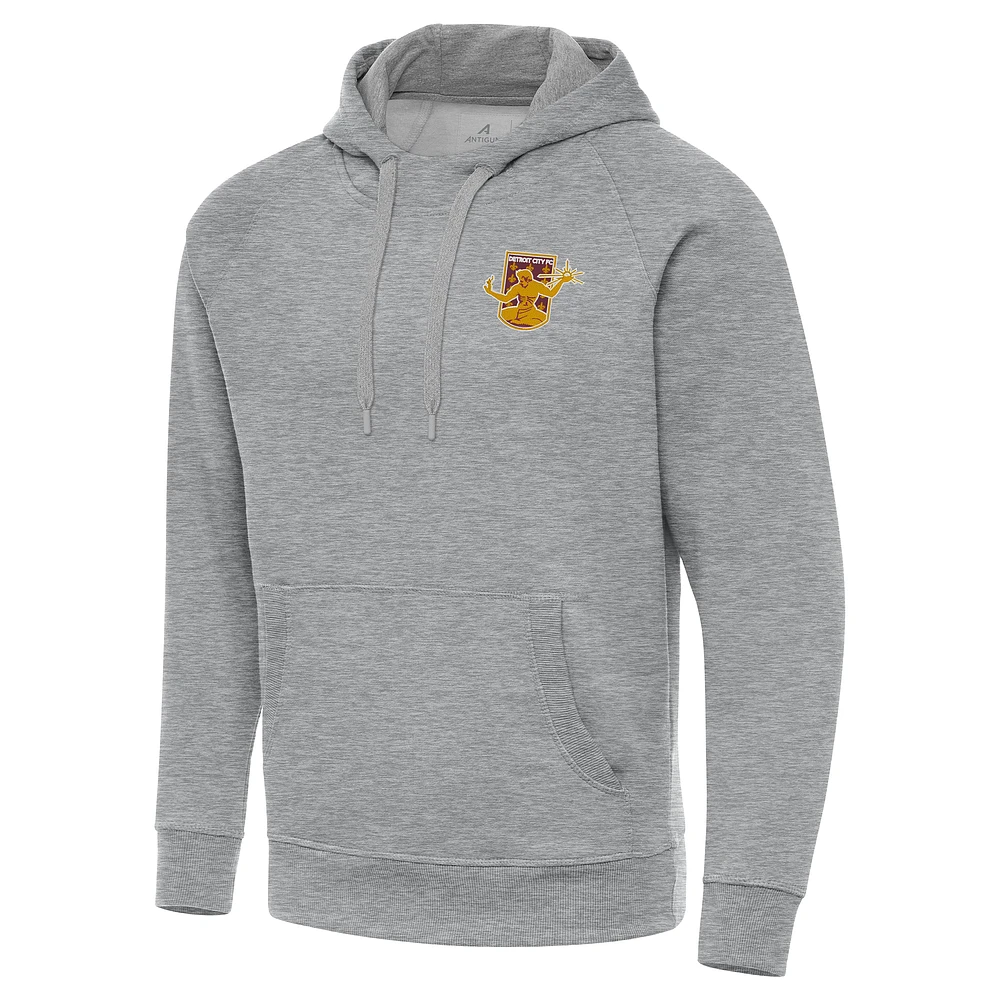 Men's Antigua Heather Gray Detroit City FC Big & Tall Victory Pullover Hoodie