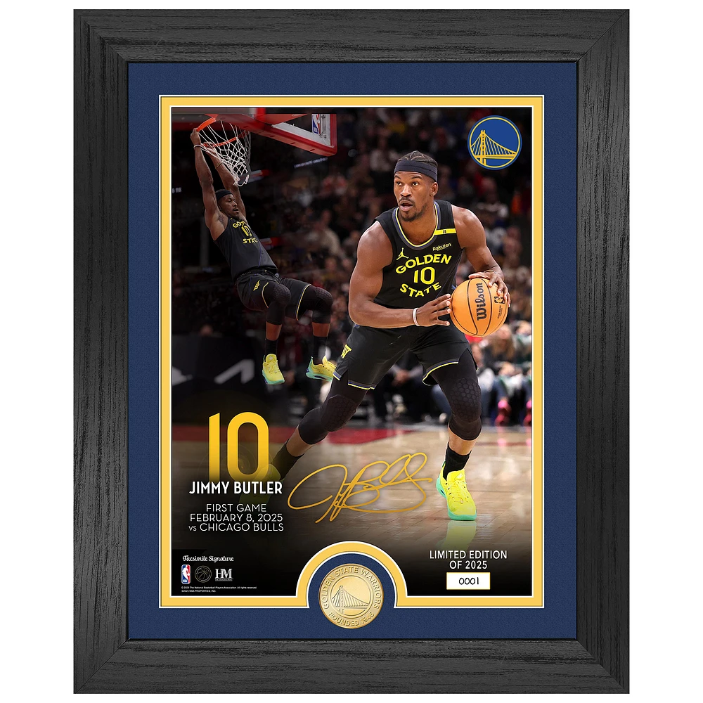 Highland Mint Jimmy Butler III Golden State Warriors First Game 13" x 16" Bronze Coin Photo Mint