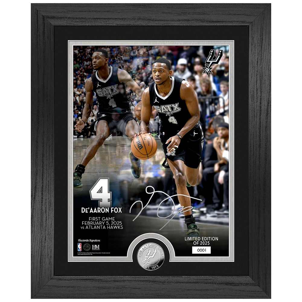 Highland Mint De'Aaron Fox San Antonio Spurs First Game 13" x 16" Silver Coin Photo Mint