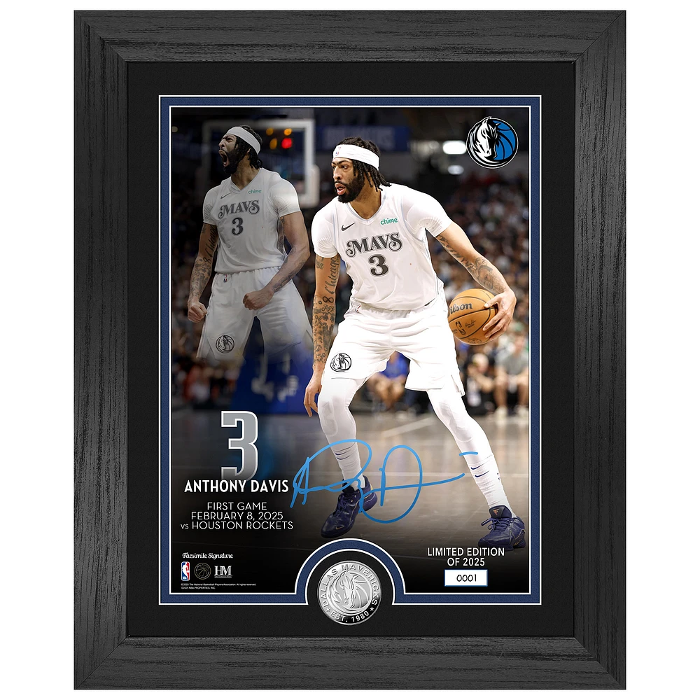 Highland Mint Anthony Davis Dallas Mavericks First Game 13" x 16" Silver Coin Photo Mint