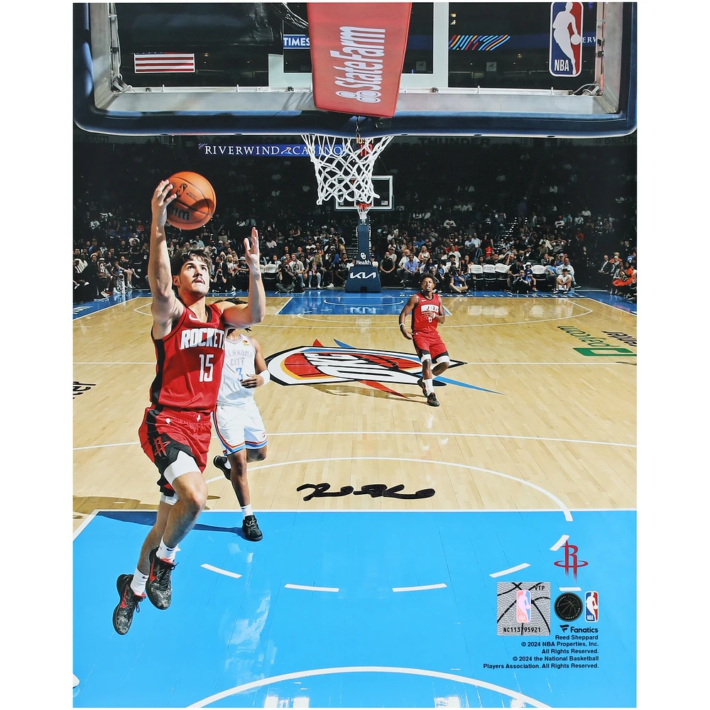 Reed Sheppard Houston Rockets Autographed 8" x 10" Layup vs. Oklahoma City Thunder Photograph