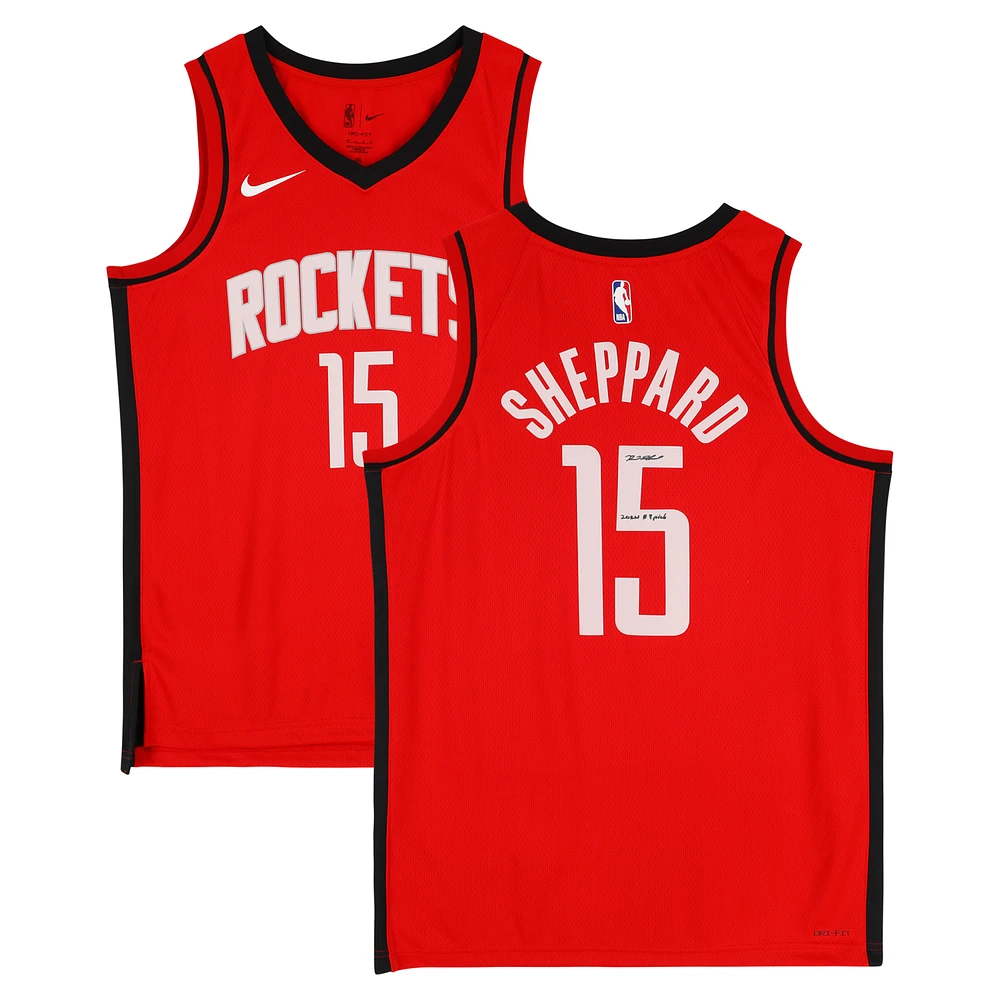 Reed Sheppard Houston Rockets Autographed Red Nike Icon Swingman Jersey with "2024 #3 Pick" Inscription