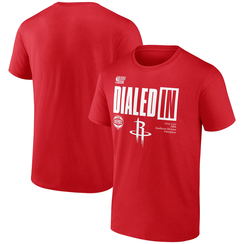 Men's Fanatics Athletic Red Houston Rockets 2025 Southwest Division Champions Locker Room T-Shirt