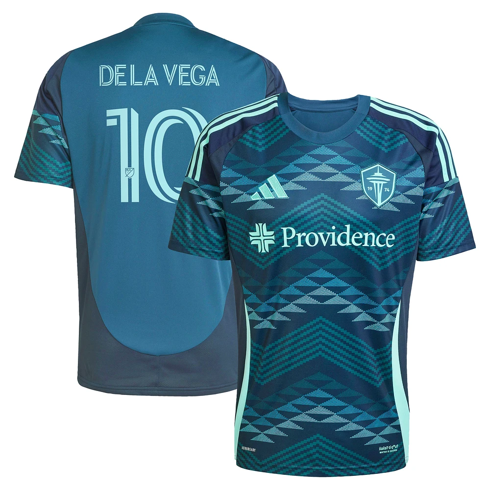 Men's adidas Pedro de la Vega Blue Seattle Sounders FC 2025 The Salish Sea Kit Replica Player Jersey