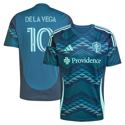 Men's adidas Pedro de la Vega Blue Seattle Sounders FC 2025 The Salish Sea Kit Replica Player Jersey