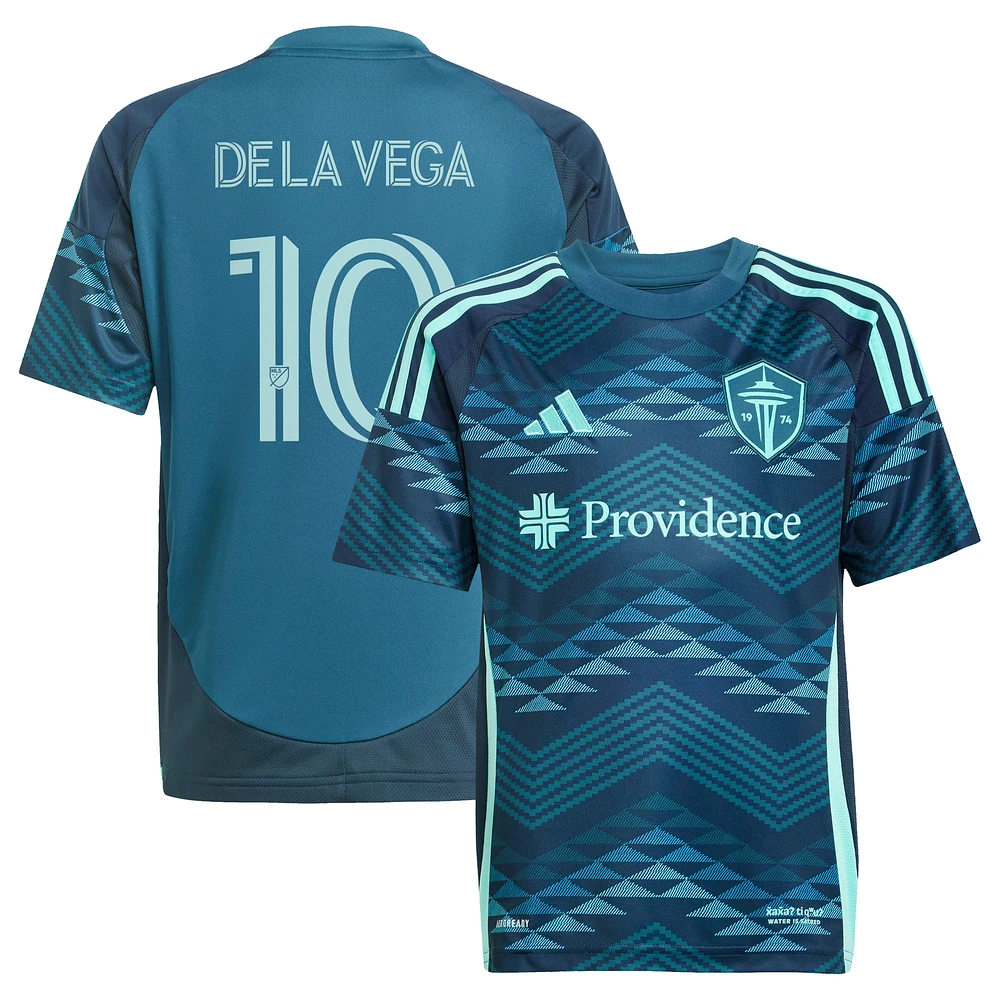 Youth adidas Pedro de la Vega Blue Seattle Sounders FC 2025 The Salish Sea Kit Replica Player Jersey