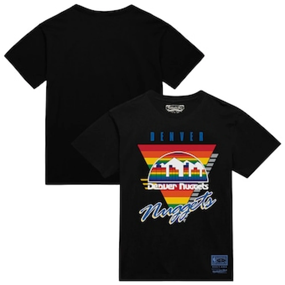 Men's Mitchell & Ness Black Denver Nuggets Worldwide Collection Tri-Logo T-Shirt