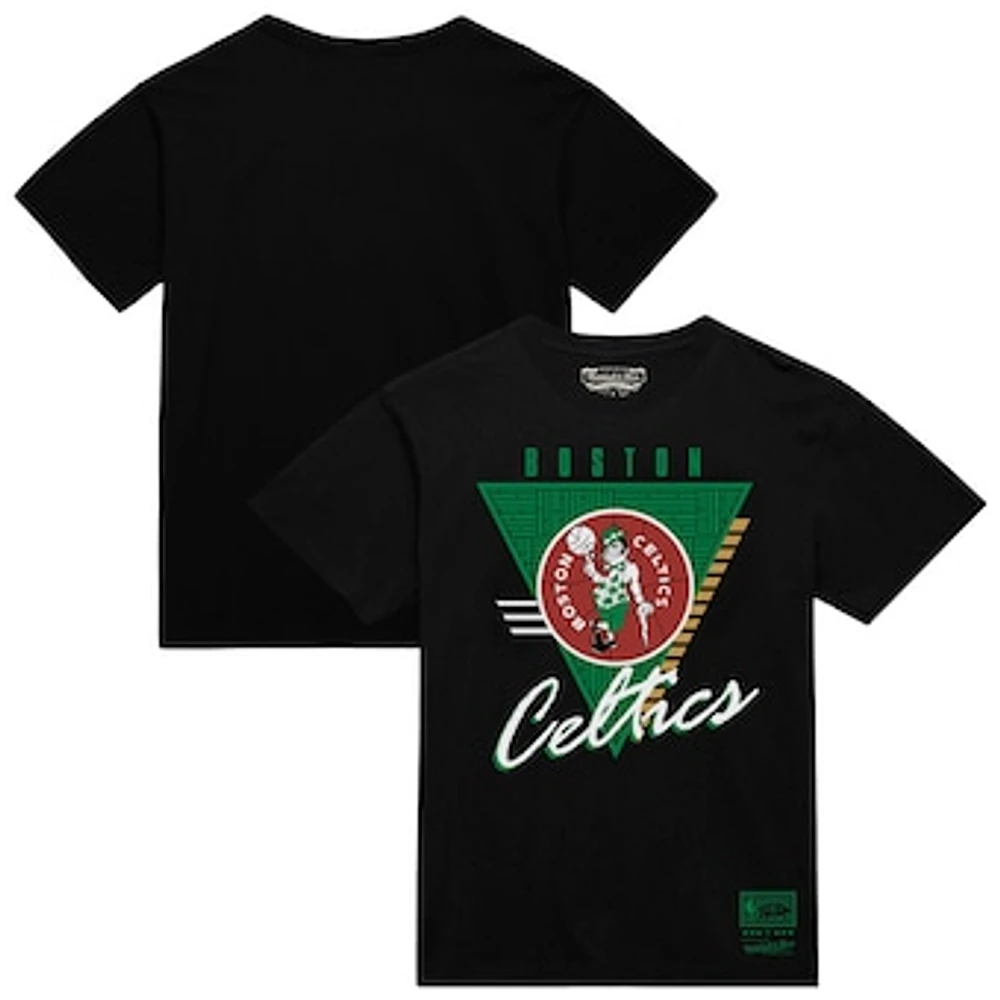 Men's Mitchell & Ness Black Boston Celtics Worldwide Collection Tri-Logo T-Shirt