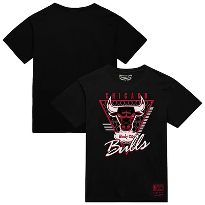 Men's Mitchell & Ness Black Chicago Bulls Worldwide Collection Tri-Logo T-Shirt