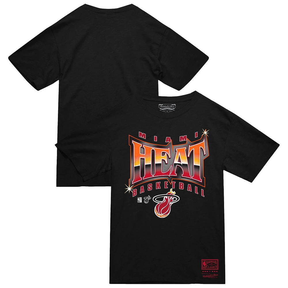 Men's Mitchell & Ness Black Miami Heat Worldwide Collection Glow Up T-Shirt