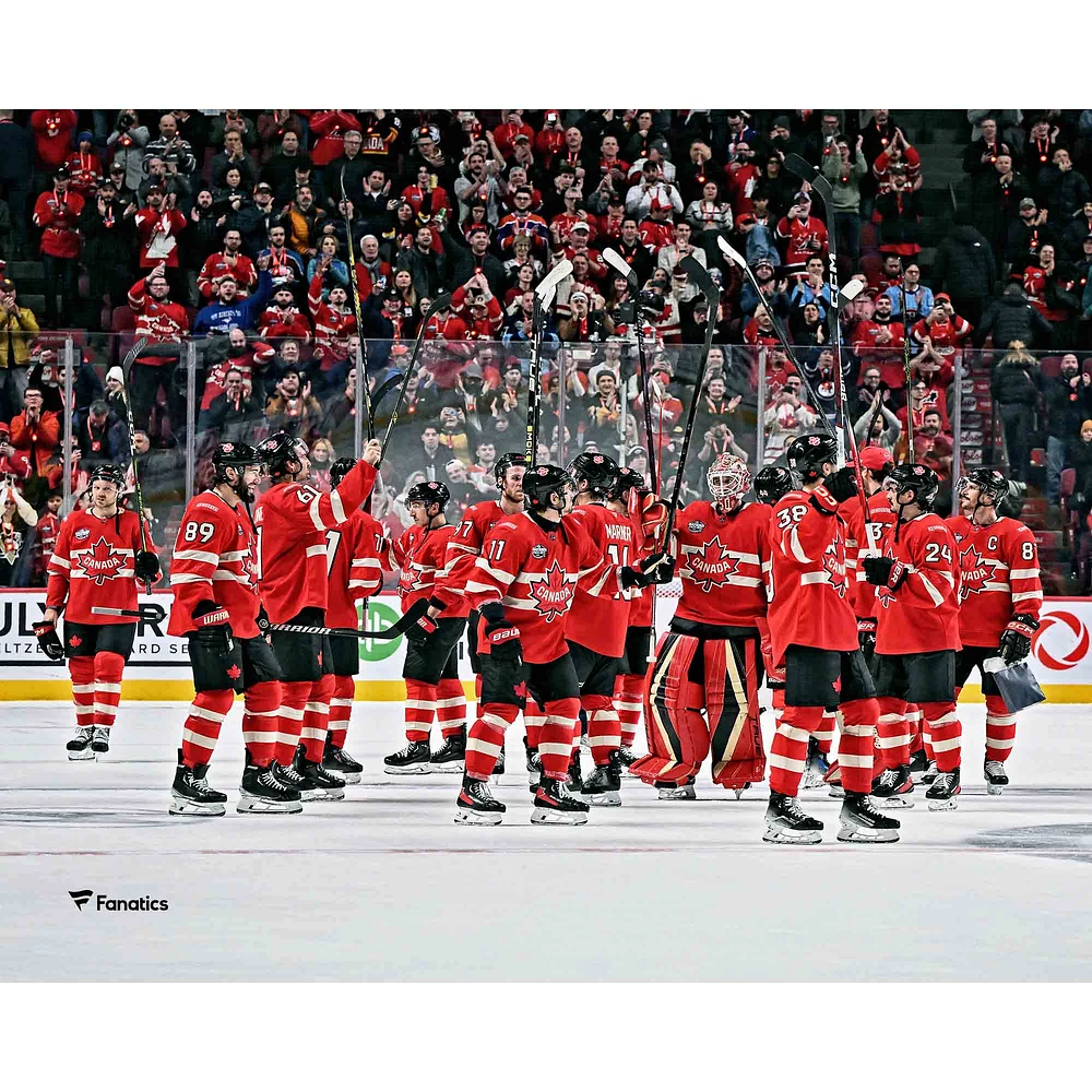 Canada 2025 4 Nations Face-Off Unsigned Overtime Win vs. Sweden Celebration Photograph