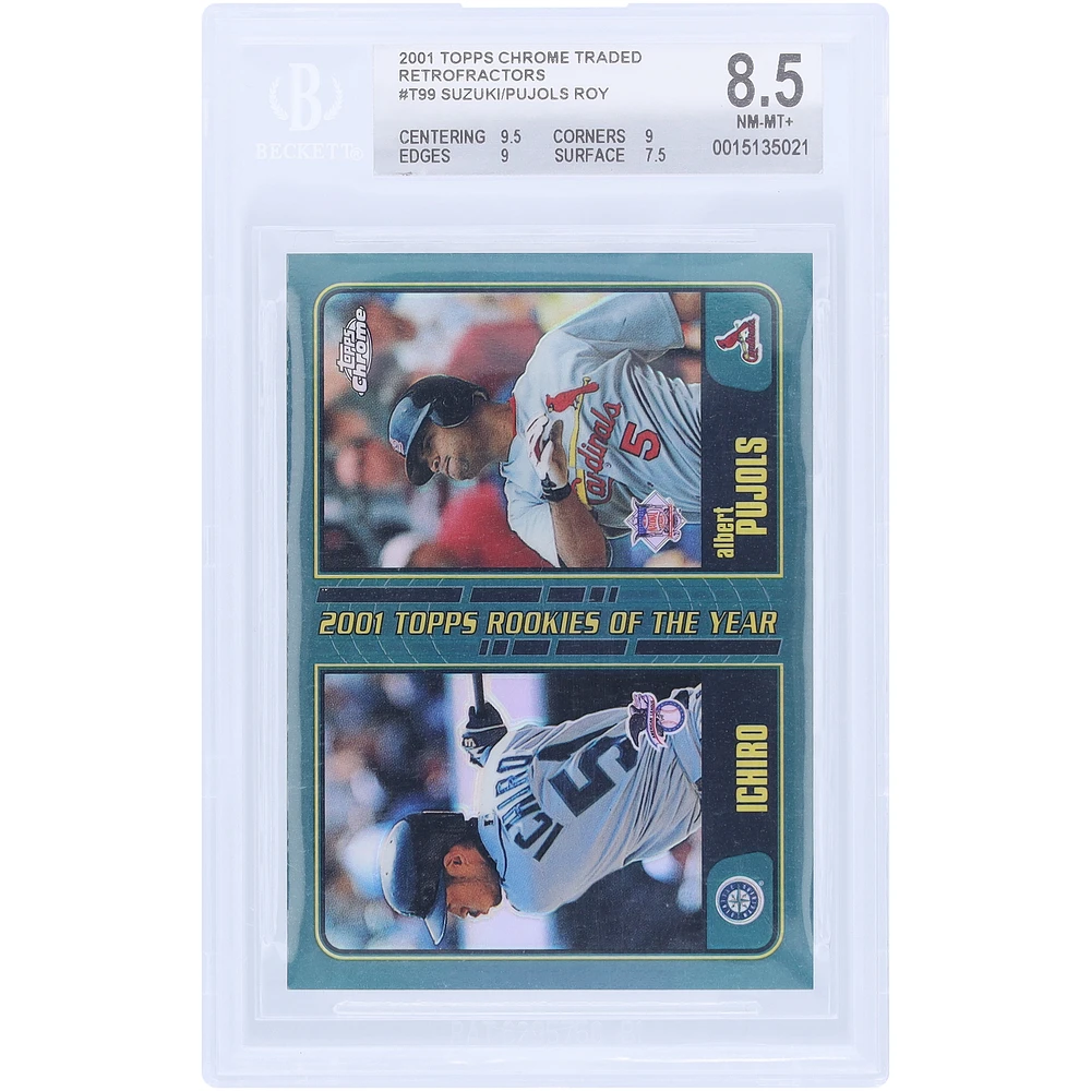 Ichiro Suzuki & Albert Pujols 2001 Topps Chrome Traded Refractor #T99 BGS Authenticated 8.5 Rookie Card - 9.5,9,9,7.5 Subgrades