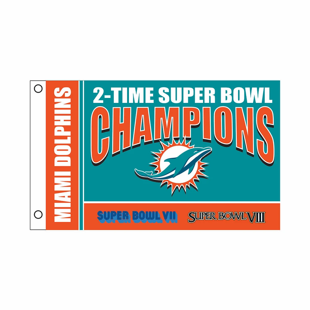 Miami Dolphins 3' x 5' Super Bowl Champions Single-Sided Flag