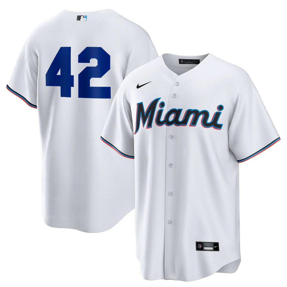 Men's Nike White Miami Marlins Home 2025 Jackie Robinson Day Replica Jersey