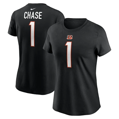 Women's Nike Ja'Marr Chase Black Cincinnati Bengals Player Name & Number T-Shirt
