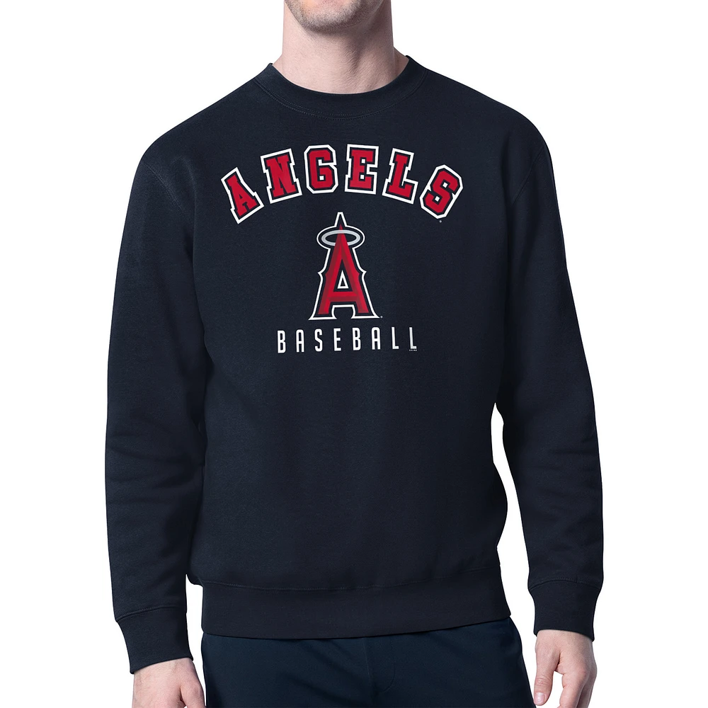 Men's Starter Navy Los Angeles Angels Team Logo Fleece Pullover Sweatshirt