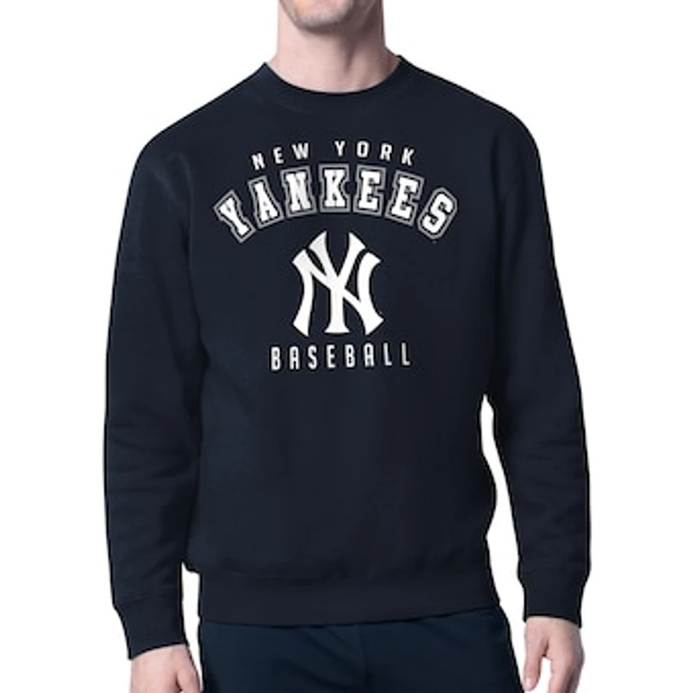 Men's Starter Navy New York Yankees Team Logo Fleece Pullover Sweatshirt