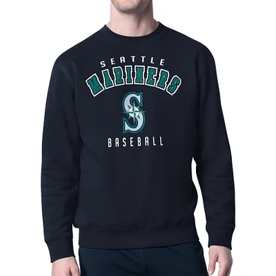 Men's Starter Navy Seattle Mariners Team Logo Fleece Pullover Sweatshirt