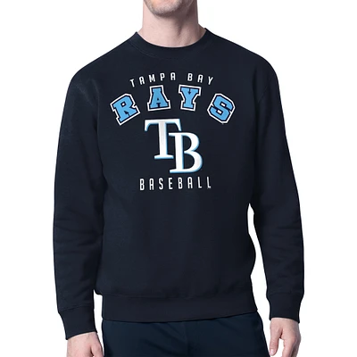Men's Starter Navy Tampa Bay Rays Team Logo Fleece Pullover Sweatshirt
