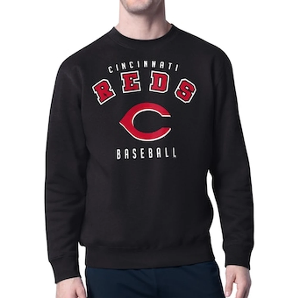 Men's Starter Black Cincinnati Reds Team Logo Fleece Pullover Sweatshirt