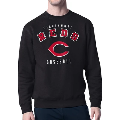 Men's Starter Black Cincinnati Reds Team Logo Fleece Pullover Sweatshirt
