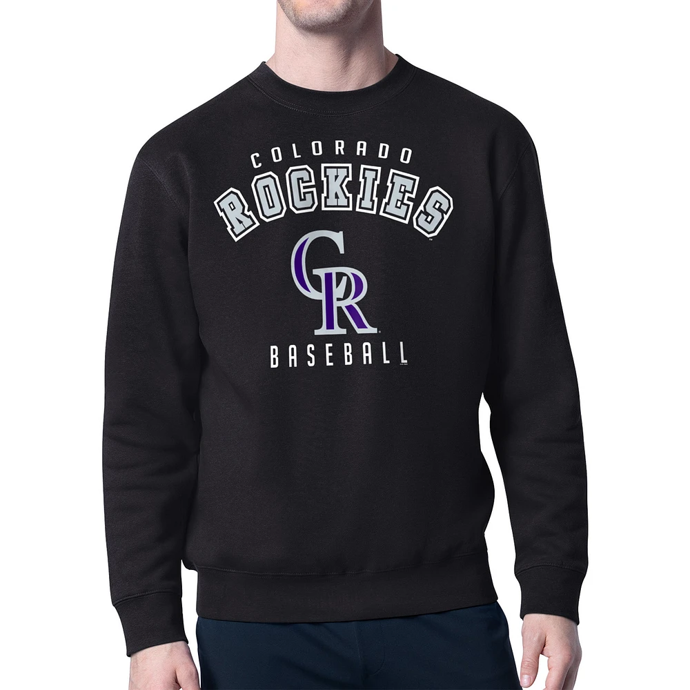 Men's Starter Black Colorado Rockies Team Logo Fleece Pullover Sweatshirt