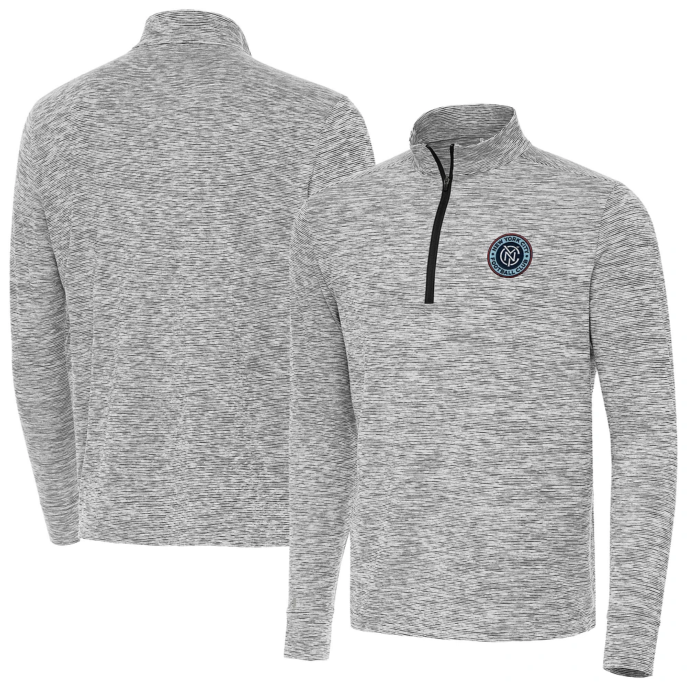 Men's Antigua Black New York City FC Cause Quarter-Zip Top