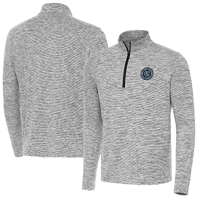 Men's Antigua Black New York City FC Cause Quarter-Zip Top
