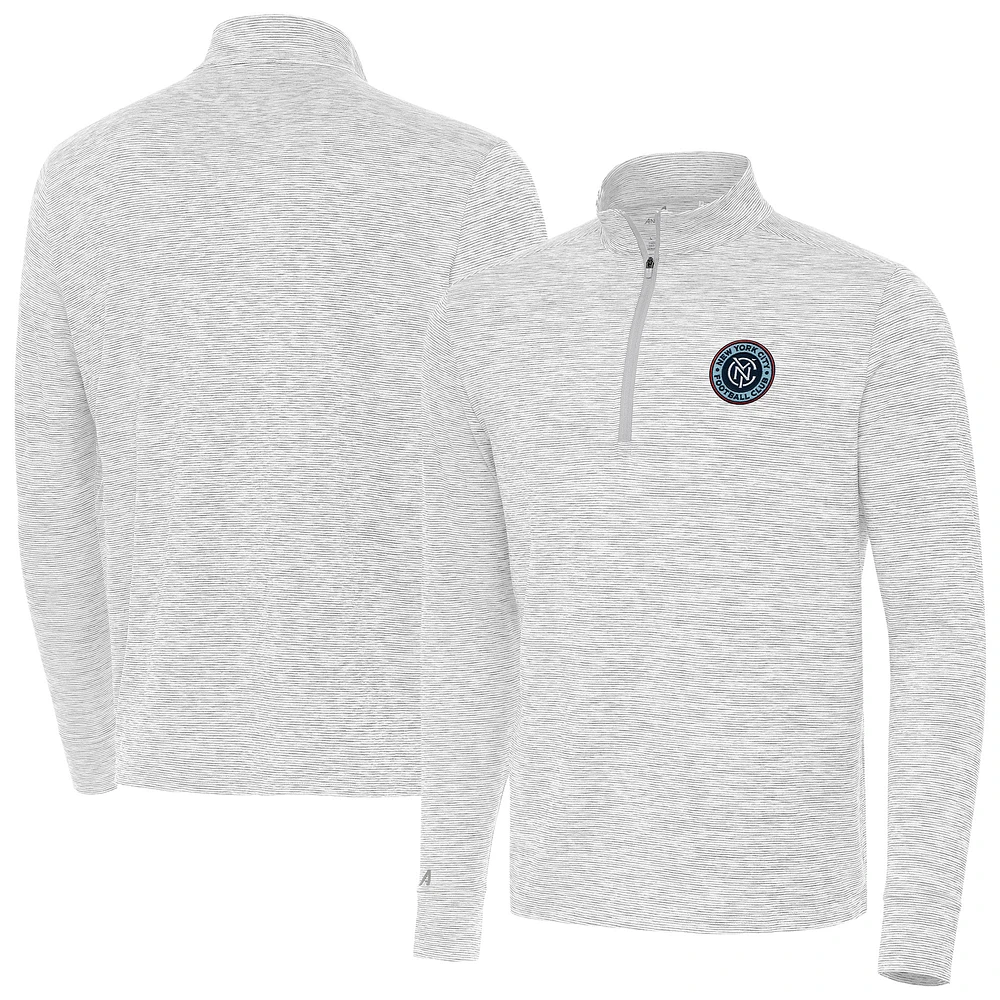 Men's Antigua Gray New York City FC Cause Quarter-Zip Top