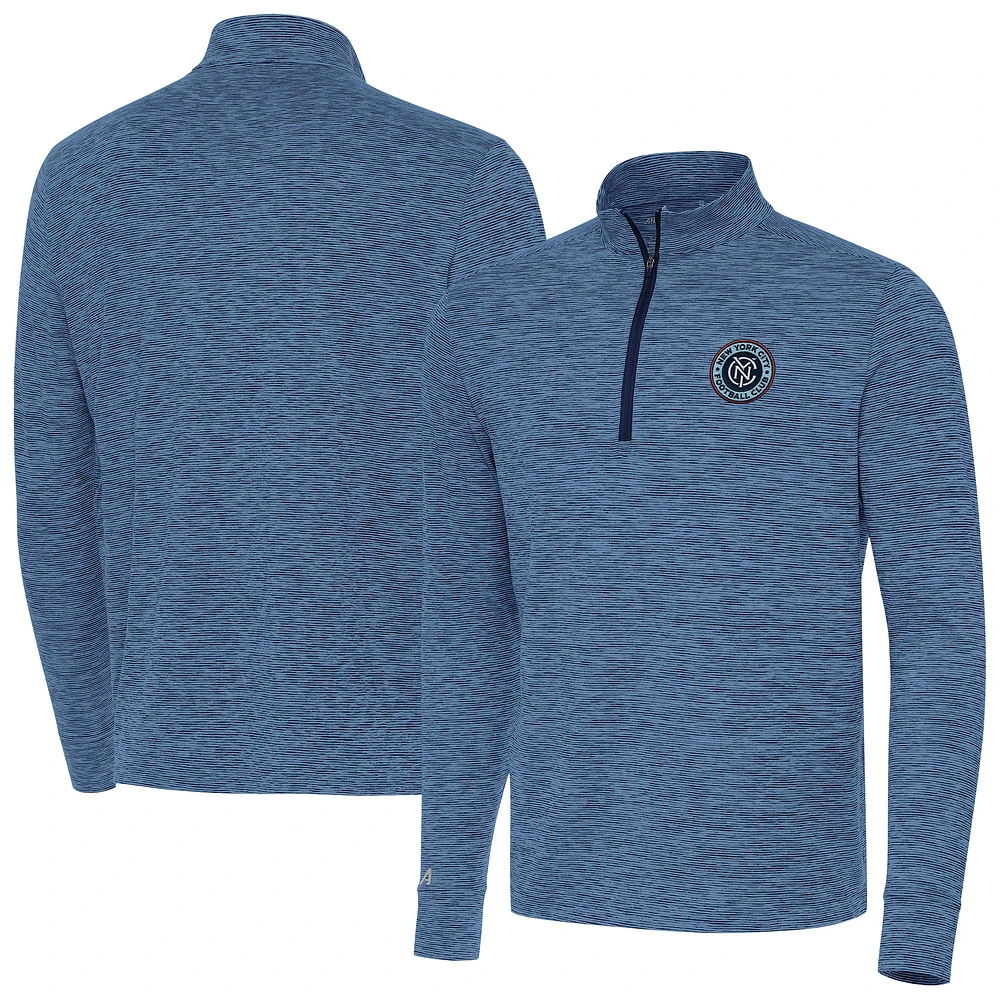 Men's Antigua Heather Navy New York City FC Cause Quarter-Zip Top