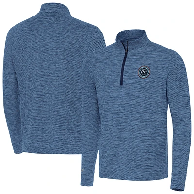 Men's Antigua Heather Navy New York City FC Cause Quarter-Zip Top