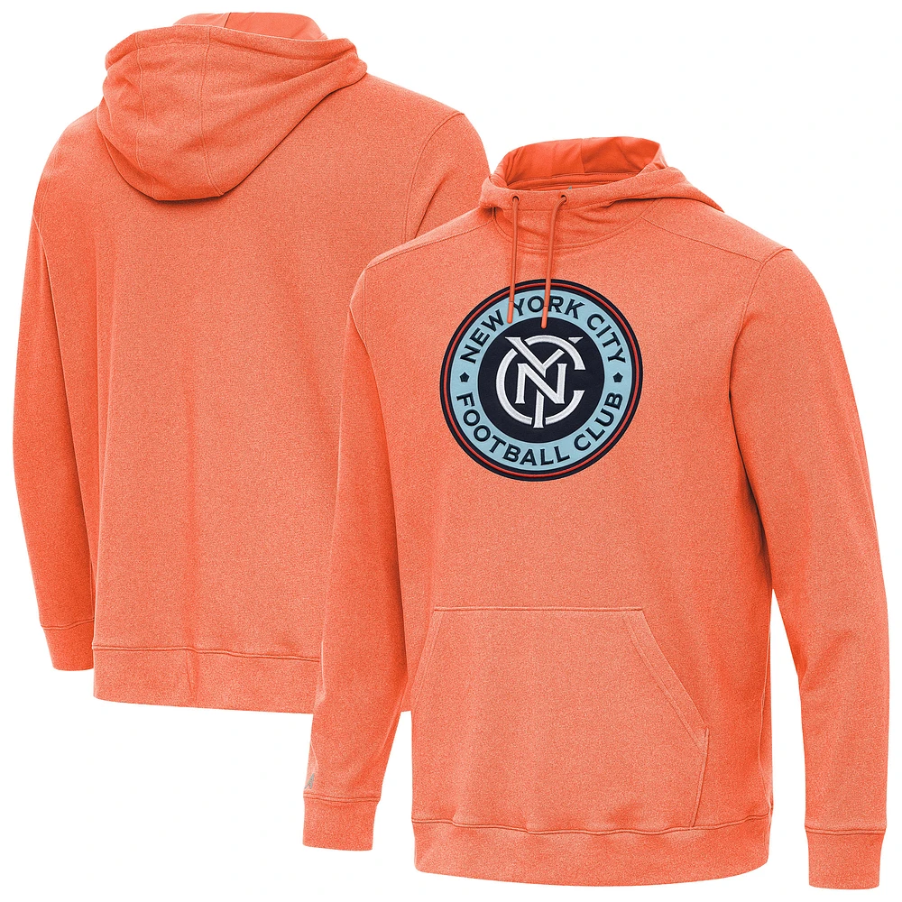 Men's Antigua Heather Orange New York City FC Cloud Pullover Hoodie